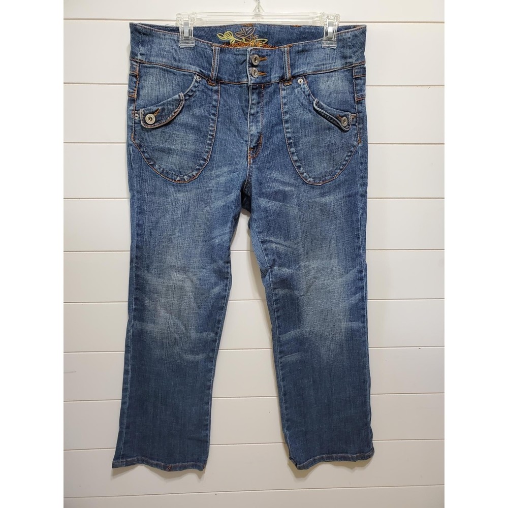 department of peace womens size 14 high rise cropped denim jeans flap pockets